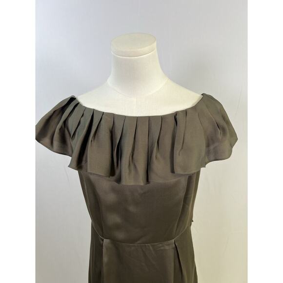 Banana Republic 100% Silk Sheath Mini Dress Tan Size 4 Party Cocktail - Picture 3 of 15